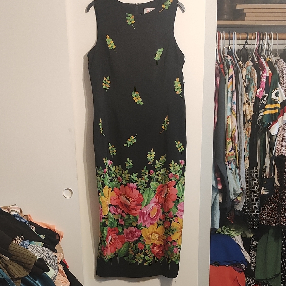 Floral Black Sleeveless Dress
